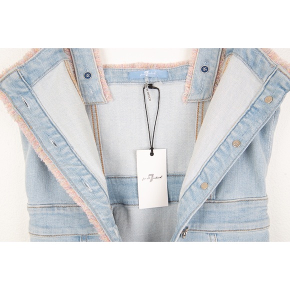 NWT 7 For All Mankind Button Down Denim Mini Dress - Picture 3 of 16